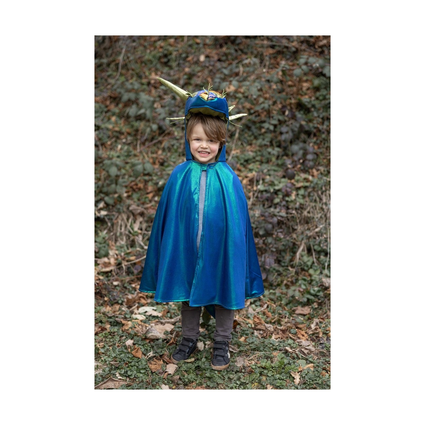 Capa Dragón Metálica Emerald 5-6 Años