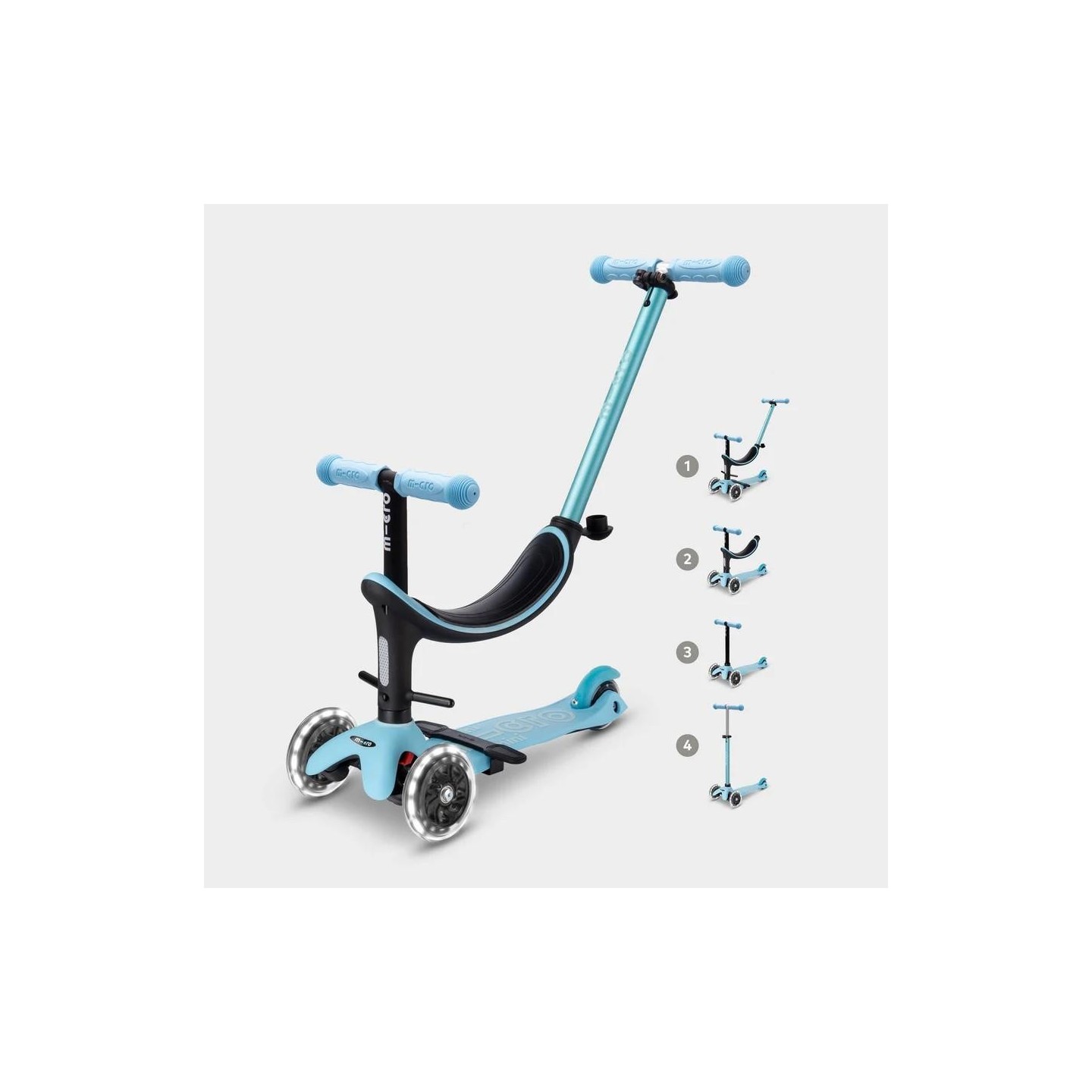Patinete Evolutivo Micro Mini 4en1 Deluxe LED Azul