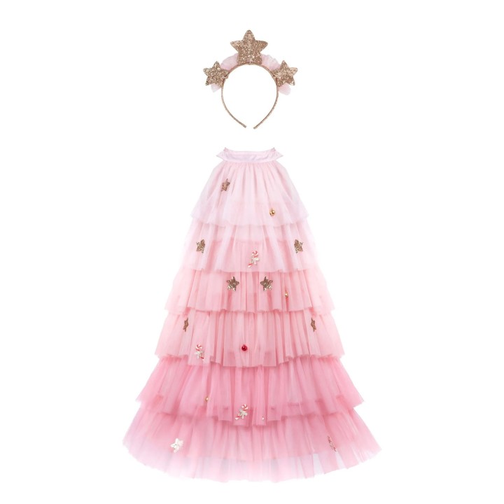 Vestido y Diadema Árbol de Navidad Rosa
