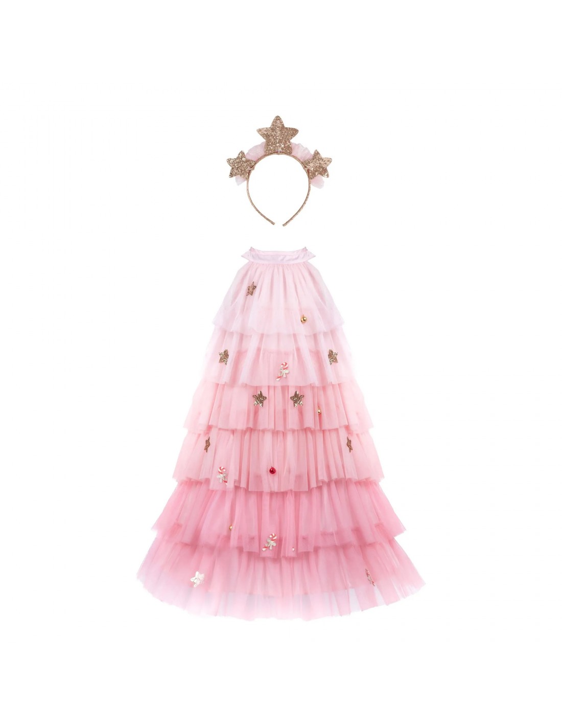 Vestido y Diadema Árbol de Navidad Rosa
