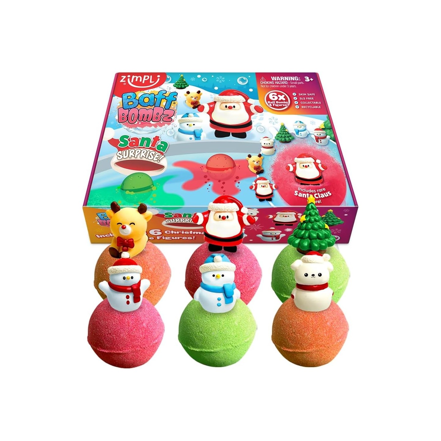 Pack 6 Bombas de Baño sorpresa Papa Noel