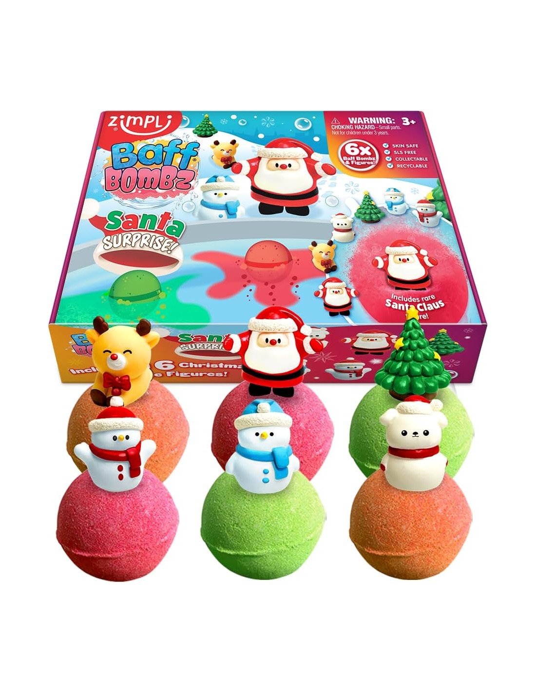 Pack 6 Bombas de Baño sorpresa Papa Noel