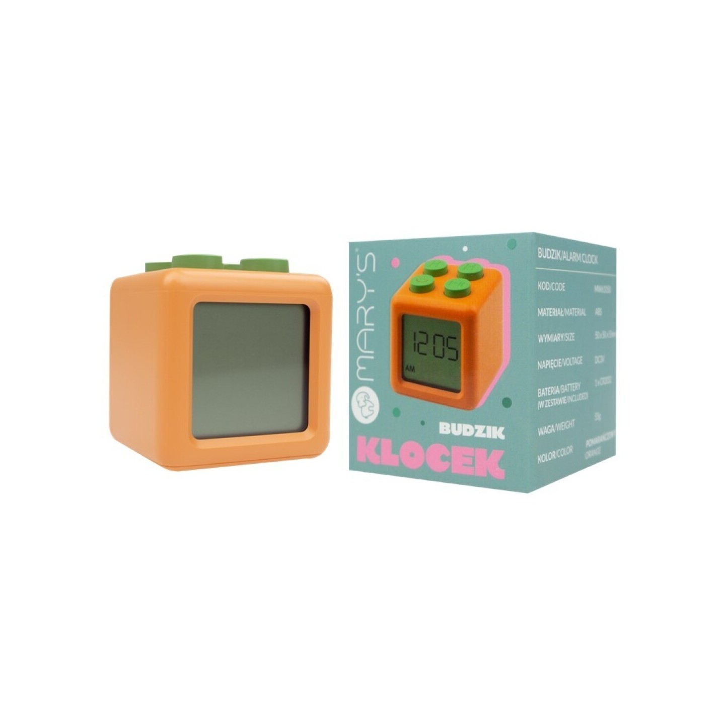 Mary's Reloj despertador digital Block Naranja