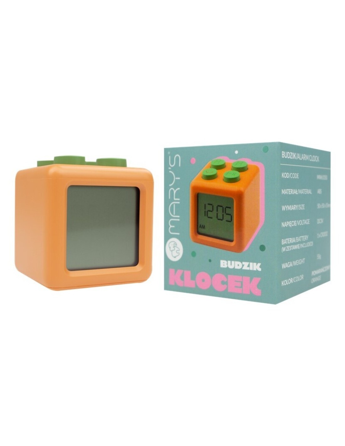 Mary's Reloj despertador digital Block Naranja