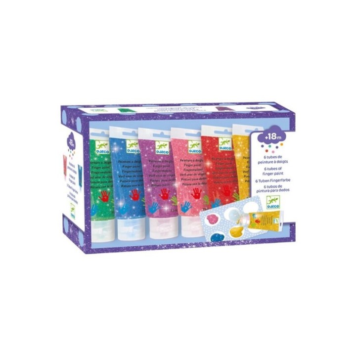 6 Tubos de pintura para dedos - Purpurina
