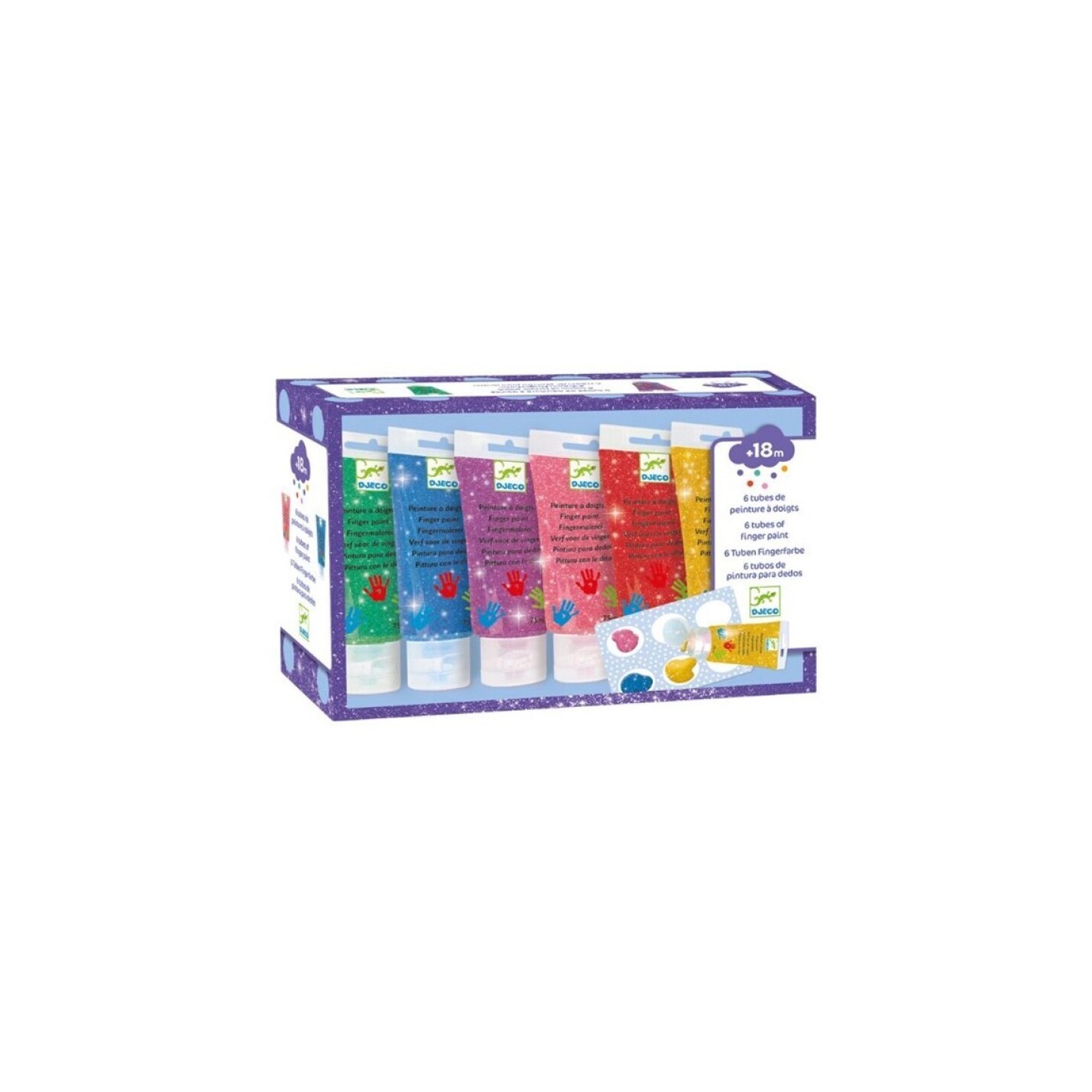 6 Tubos de pintura para dedos - Purpurina
