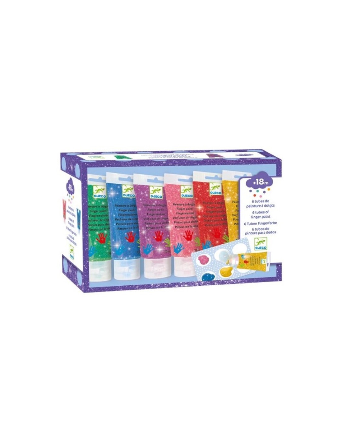6 Tubos de pintura para dedos - Purpurina