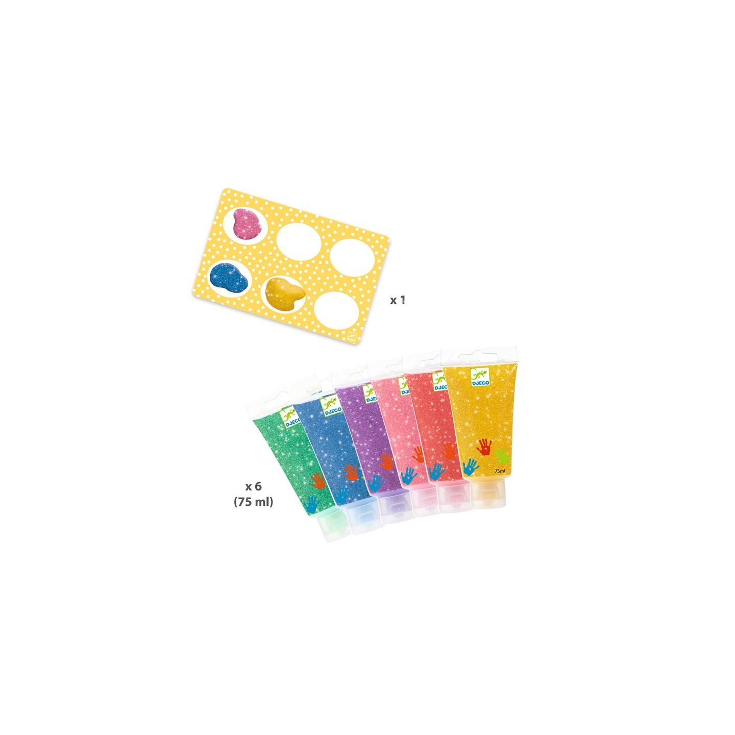 6 Tubos de pintura para dedos - Purpurina