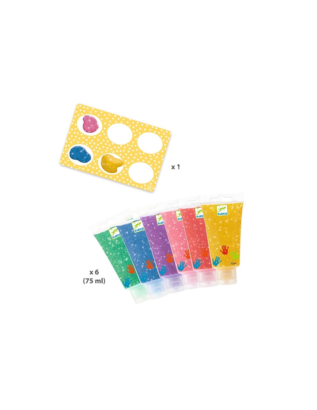 6 Tubos de pintura para dedos - Purpurina