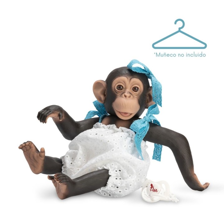 Vestido Lola La Chimpancé Pelle Blanco Lazos Puntilla Azul