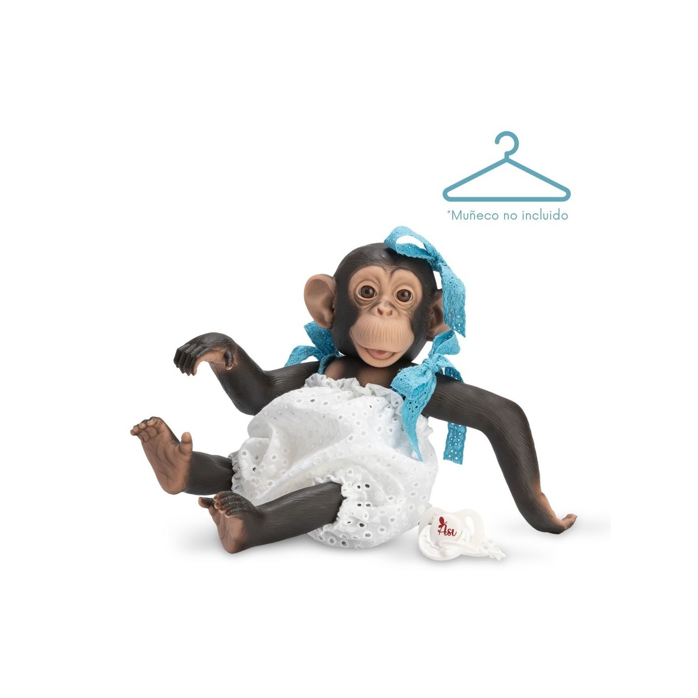 Vestido Lola La Chimpancé Pelle Blanco Lazos Puntilla Azul