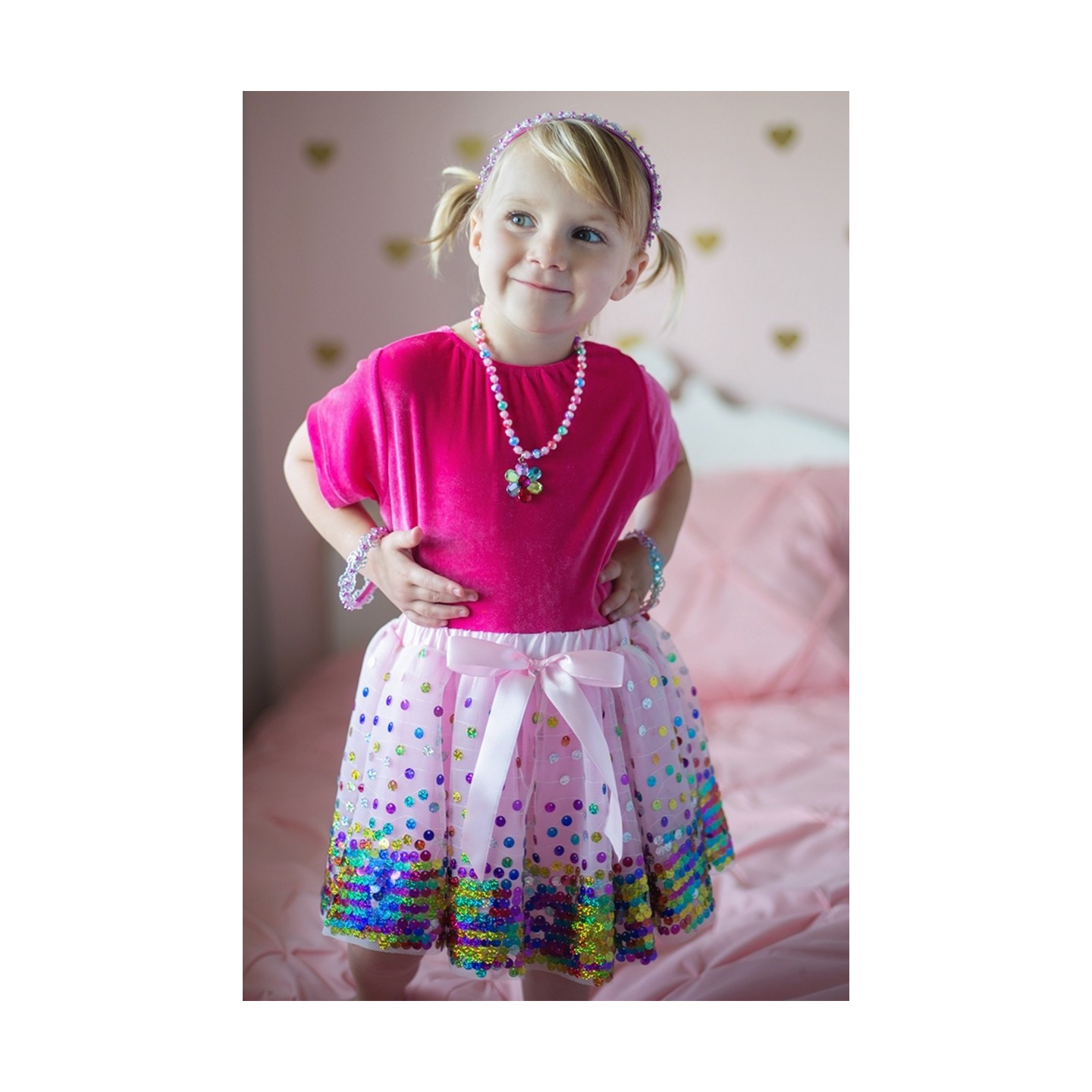 Falda Lentejuelas Pink Party Fun 4-6 Años