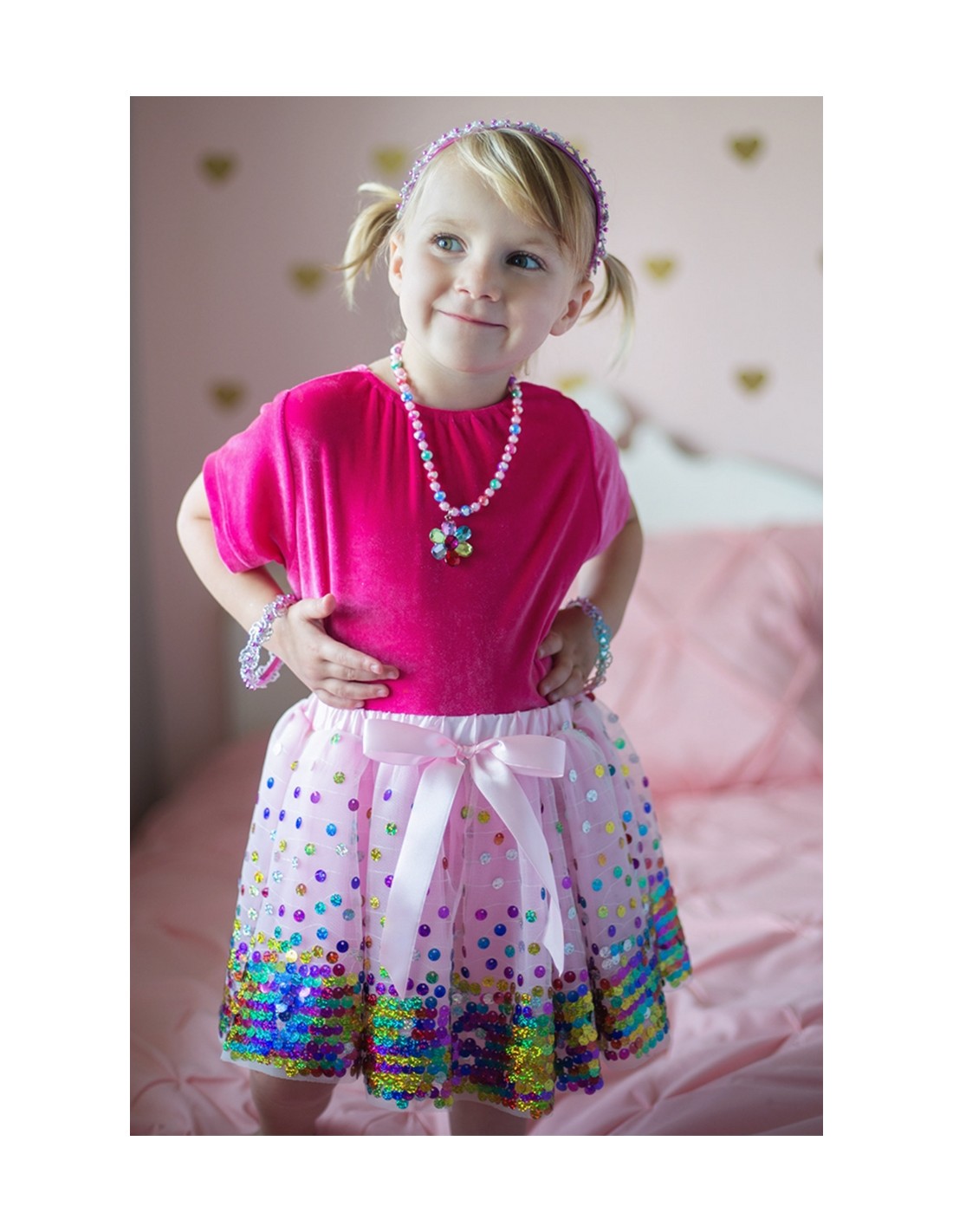 Falda Lentejuelas Pink Party Fun 4-6 Años