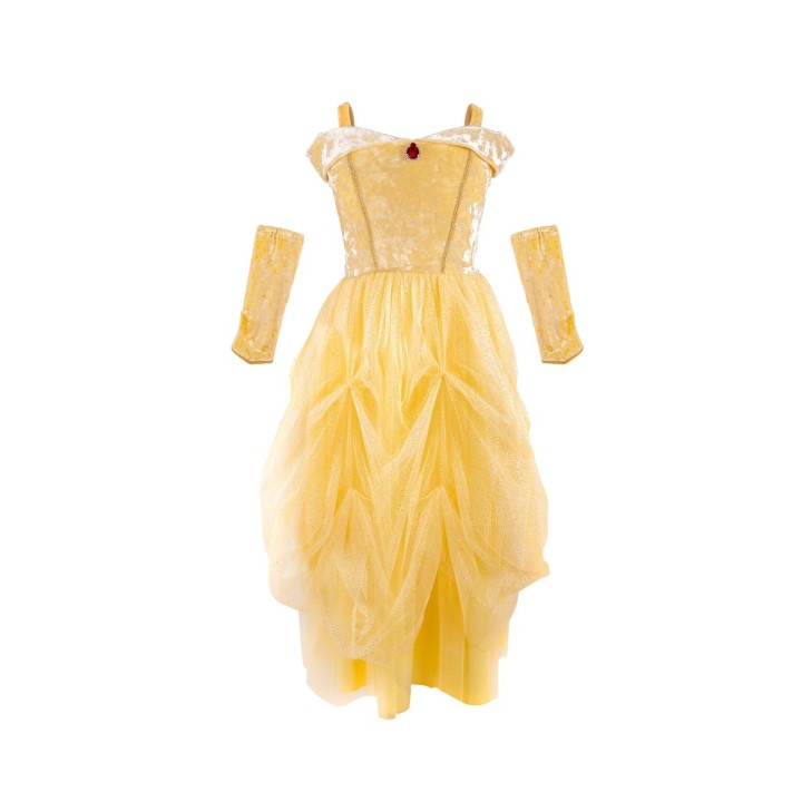 Vestido de Princesa Amarillo con Calentadores de Brazos
