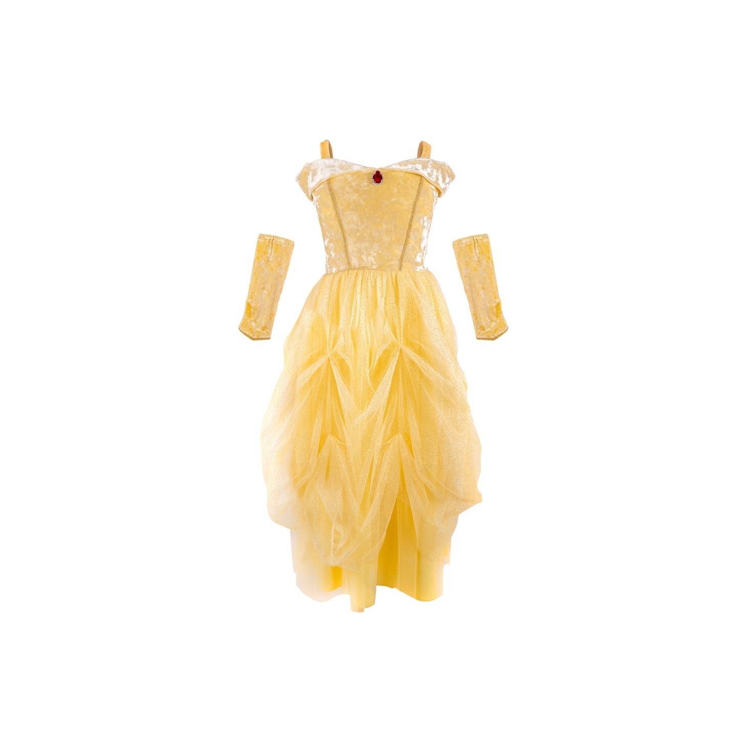 Vestido de Princesa Amarillo con Calentadores de Brazos