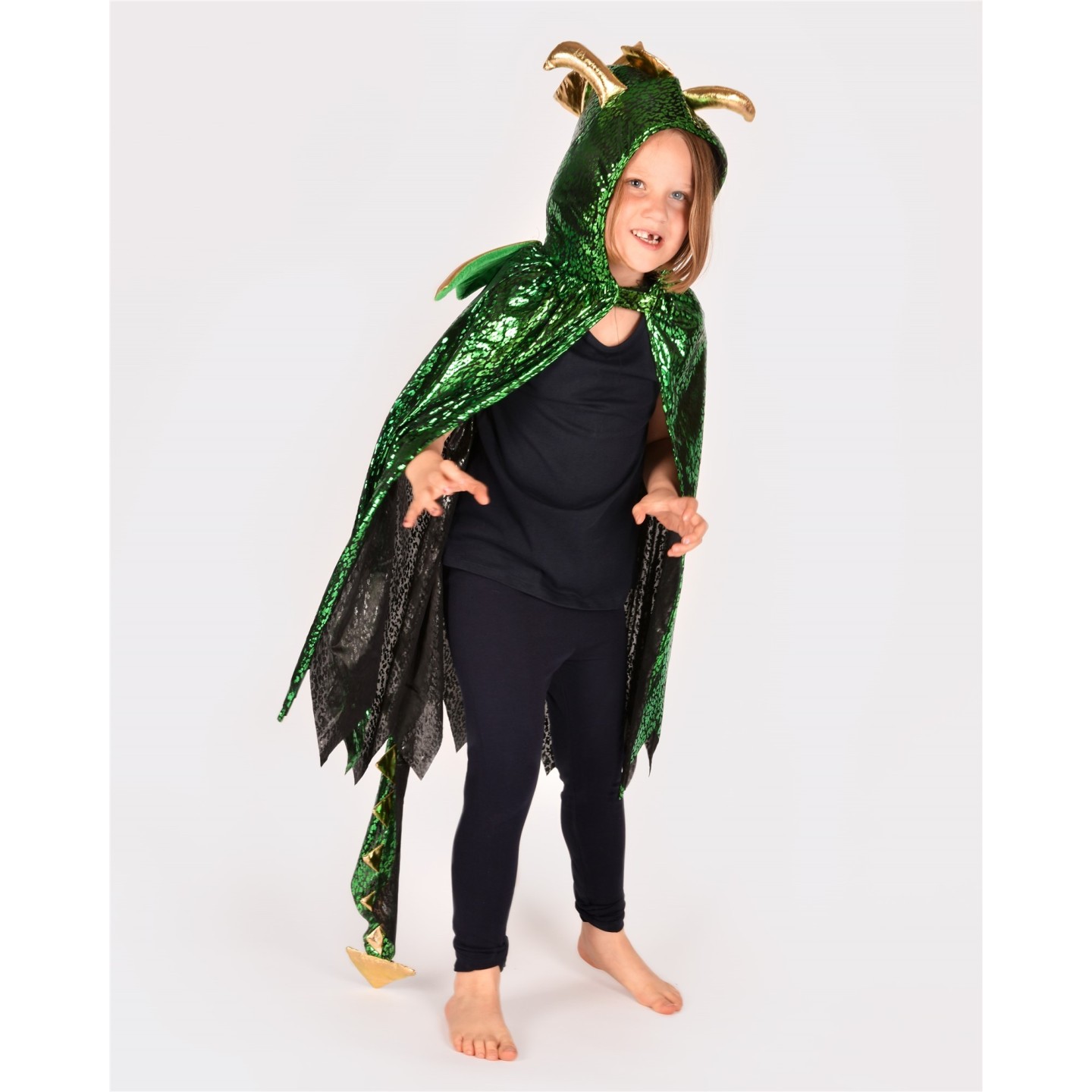 Capa Dinosaurio Verde 3-8 Años