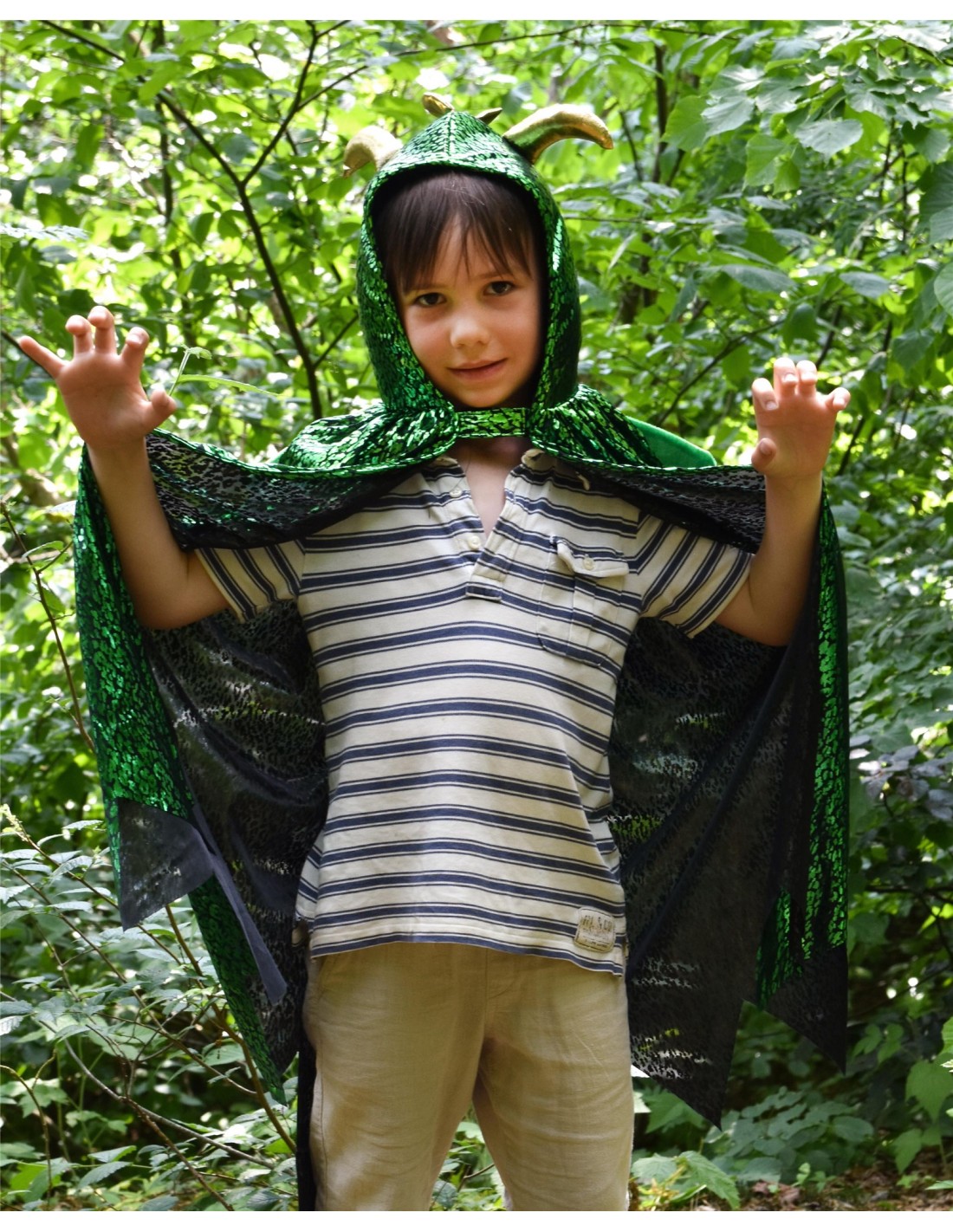 Capa Dinosaurio Verde 3-8 Años