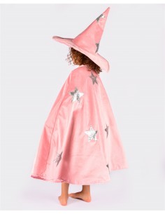 Bruja Capa y Gorro Velvet Rosa 3-8 Años 2