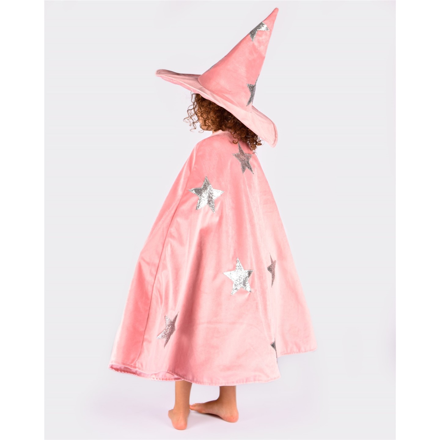 Bruja Capa y Gorro Velvet Rosa 3-8 Años