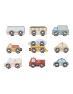 Set de 9 Vehículos de Madera