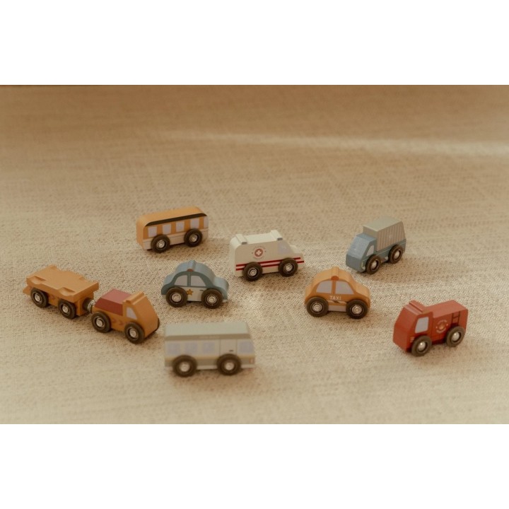 Set de 9 Vehículos de Madera