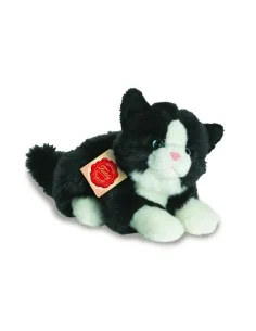 Peluche Gato Acostado Blanco y Negro