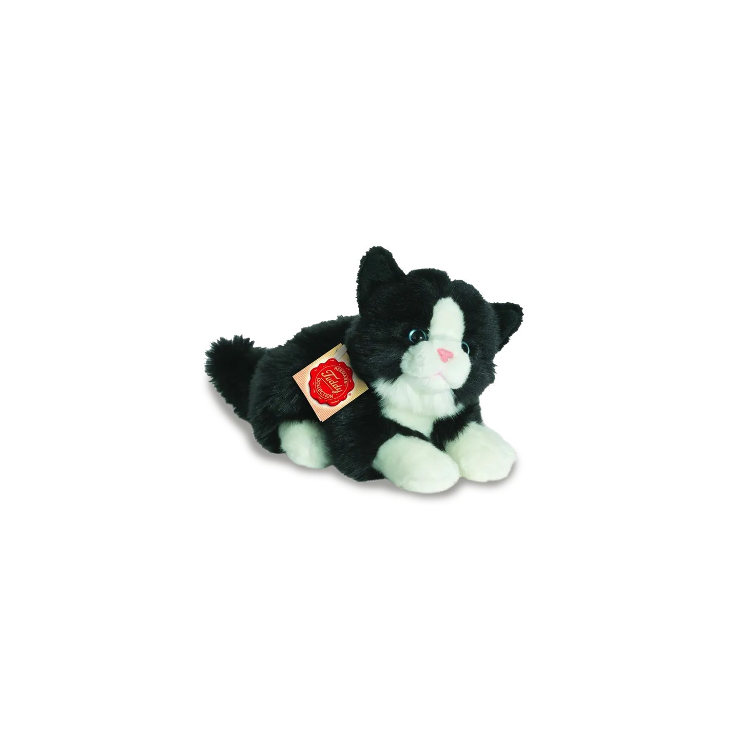 Peluche Gato Acostado Blanco y Negro