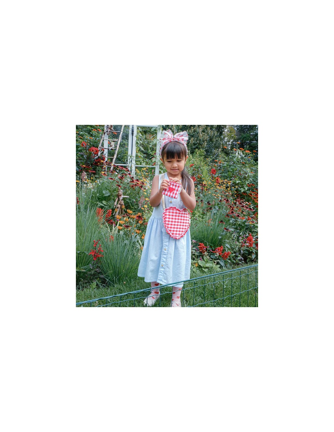 Bolso Corazon Gingham Rosa