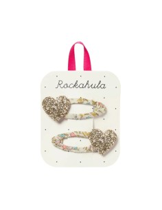 Clips Corazones Petal Brillantina