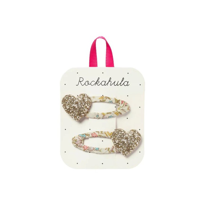 Clips Corazones Petal Brillantina