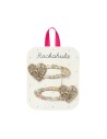 Clips Corazones Petal Brillantina