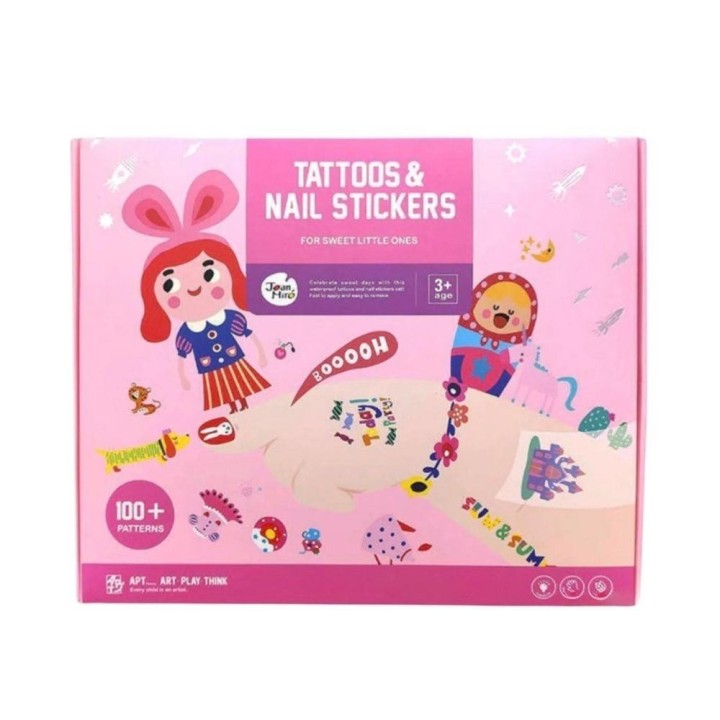 Set Stickers Uñas y Tattoos Rosa
