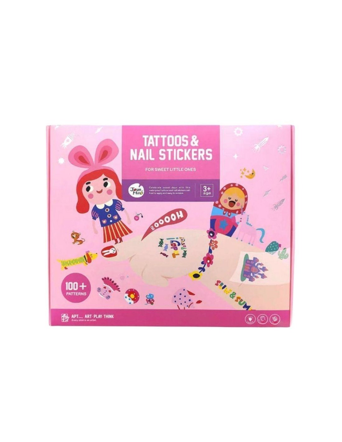 Set Stickers Uñas y Tattoos Rosa