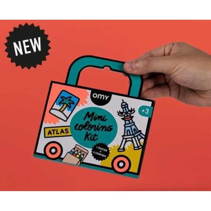 Mini Pocket Atlas para colorear + 4 Lápices de Color