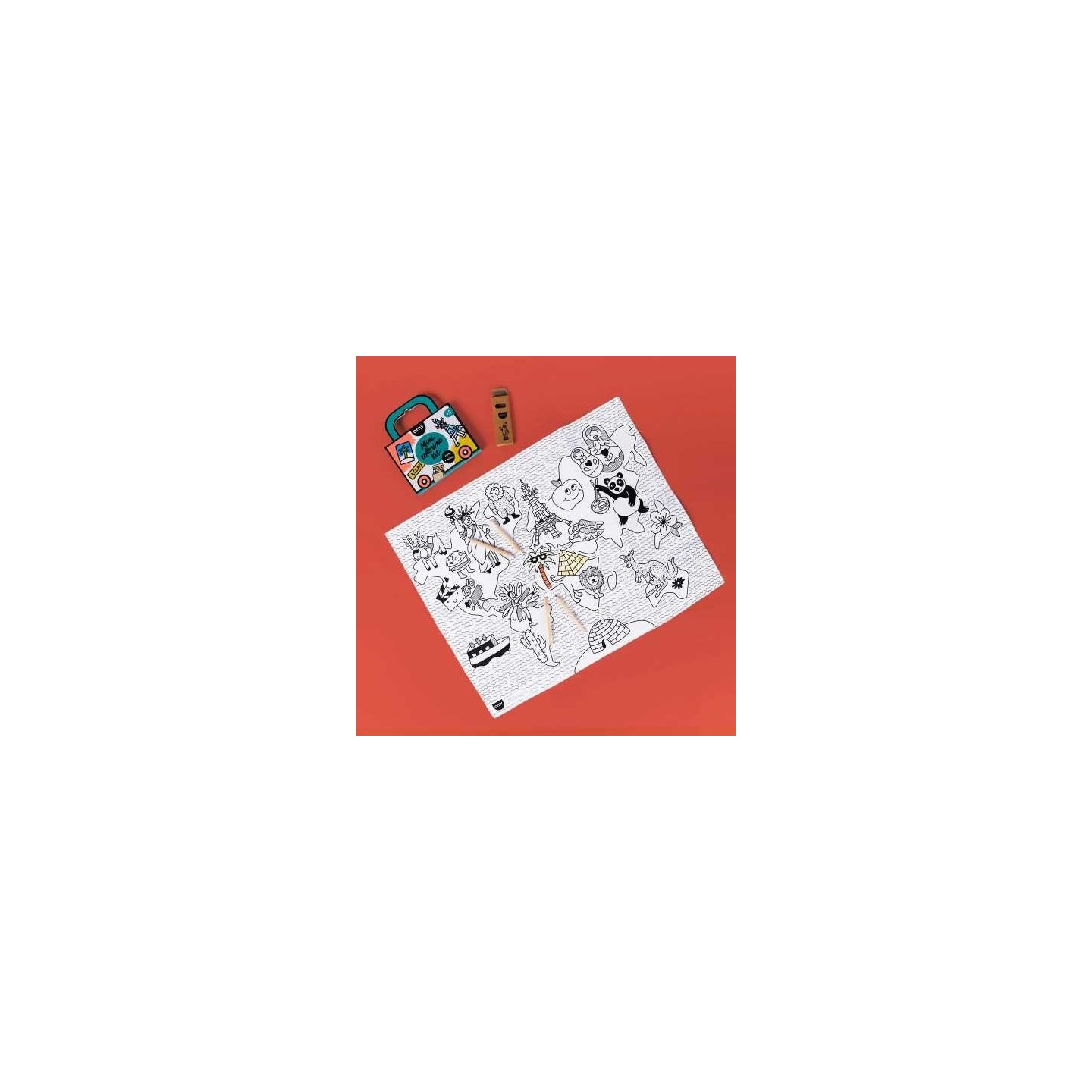 Mini Pocket Atlas para colorear + 4 Lápices de Color