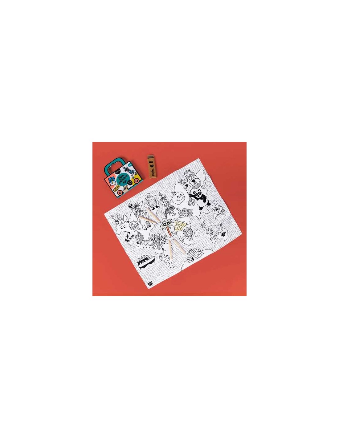 Mini Pocket Atlas para colorear + 4 Lápices de Color