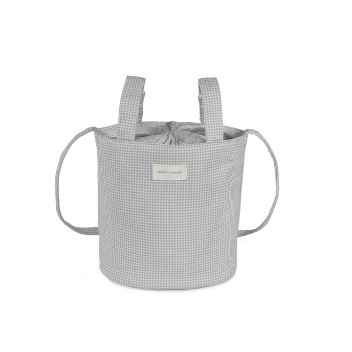 Bolsa Bucket Little Bloom Vichy Gris