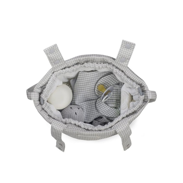 Bolsa Bucket Little Bloom Vichy Gris