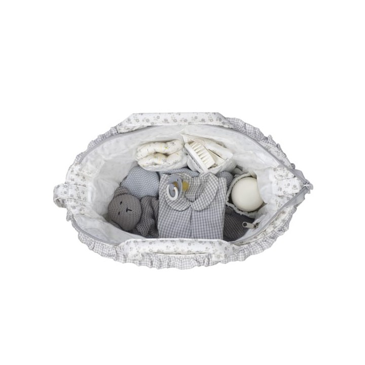 Bolsa Canastilla Little Bloom Flor Gris
