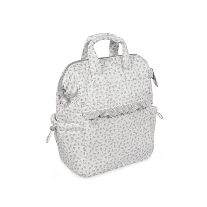 Mochila Little Bloom Flor Gris