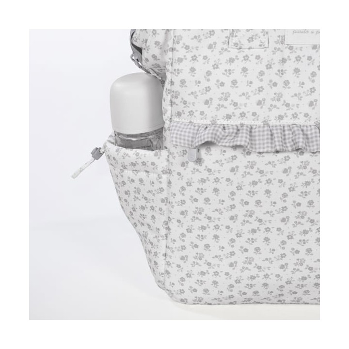Mochila Little Bloom Flor Gris