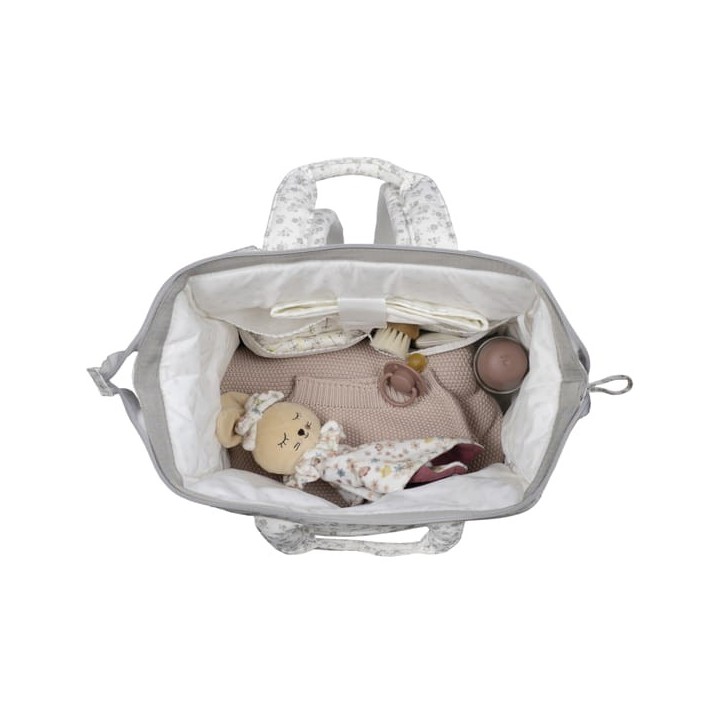 Mochila Little Bloom Flor Gris