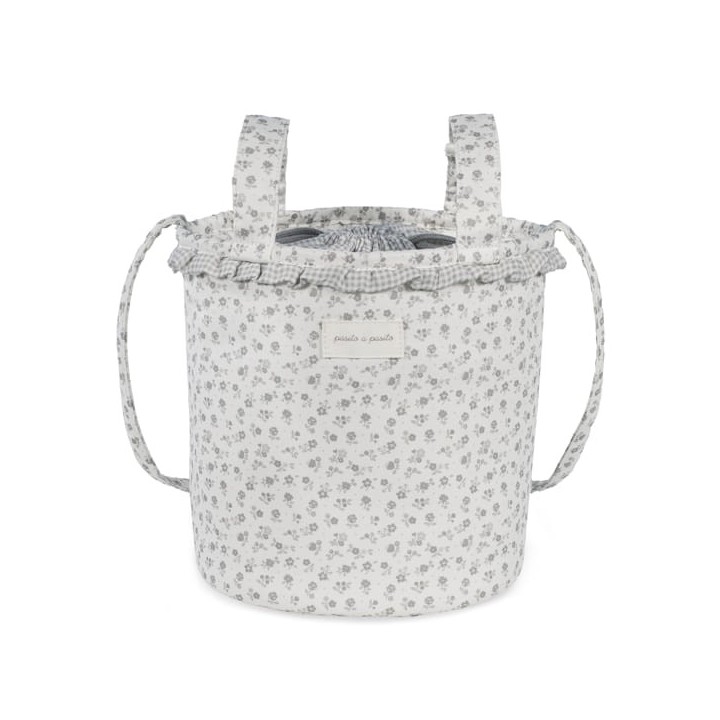 Bolsa Bucket Little Bloom Flor Gris