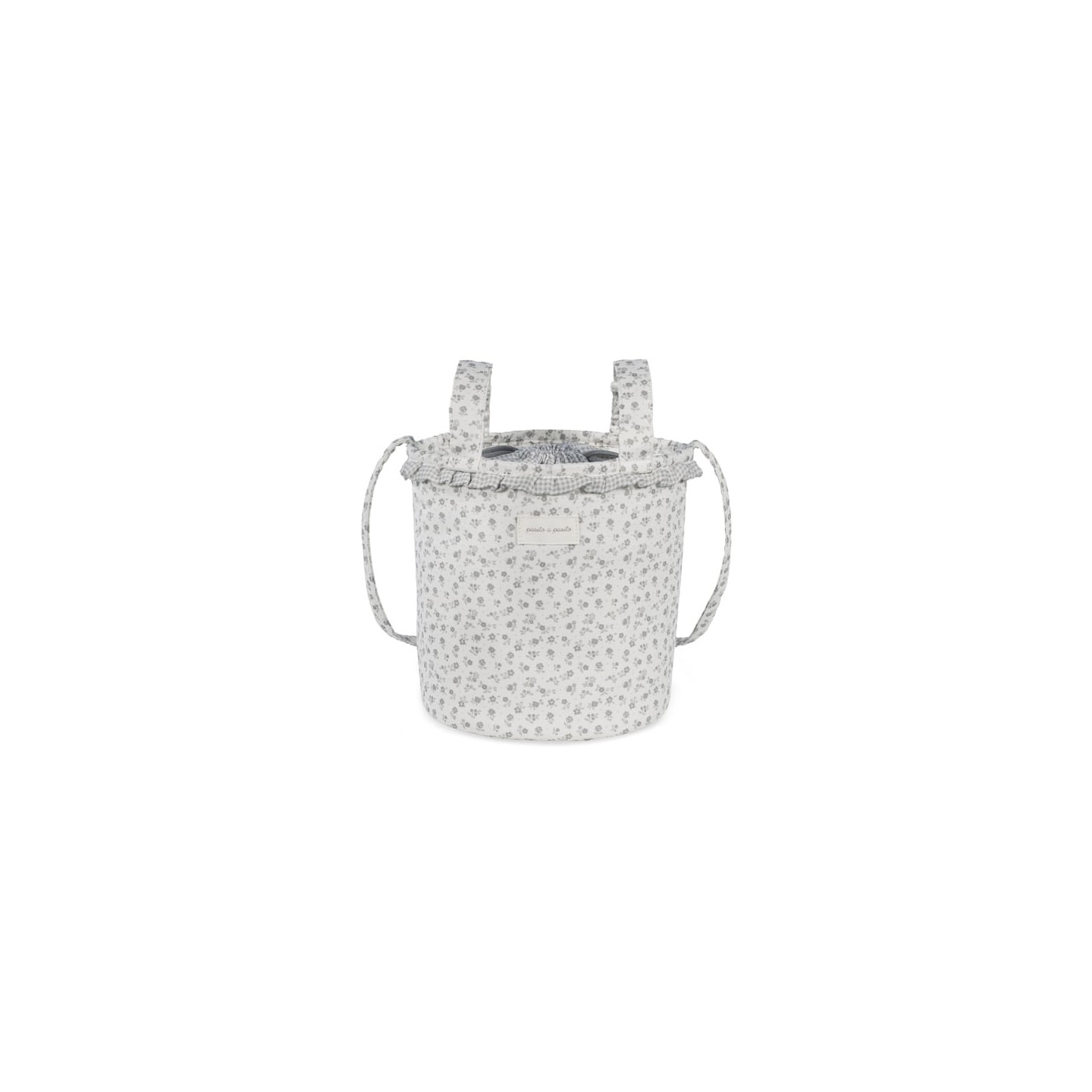 Bolsa Bucket Little Bloom Flor Gris