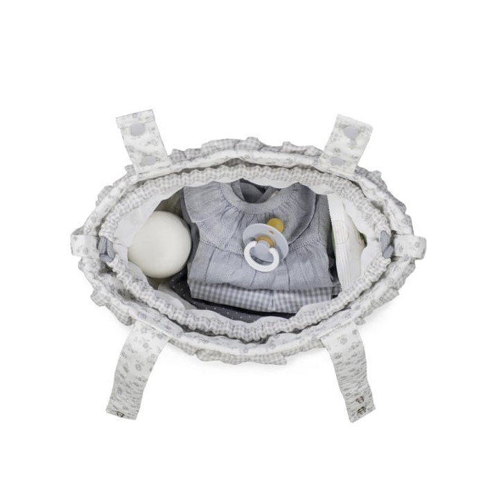 Bolsa Bucket Little Bloom Flor Gris