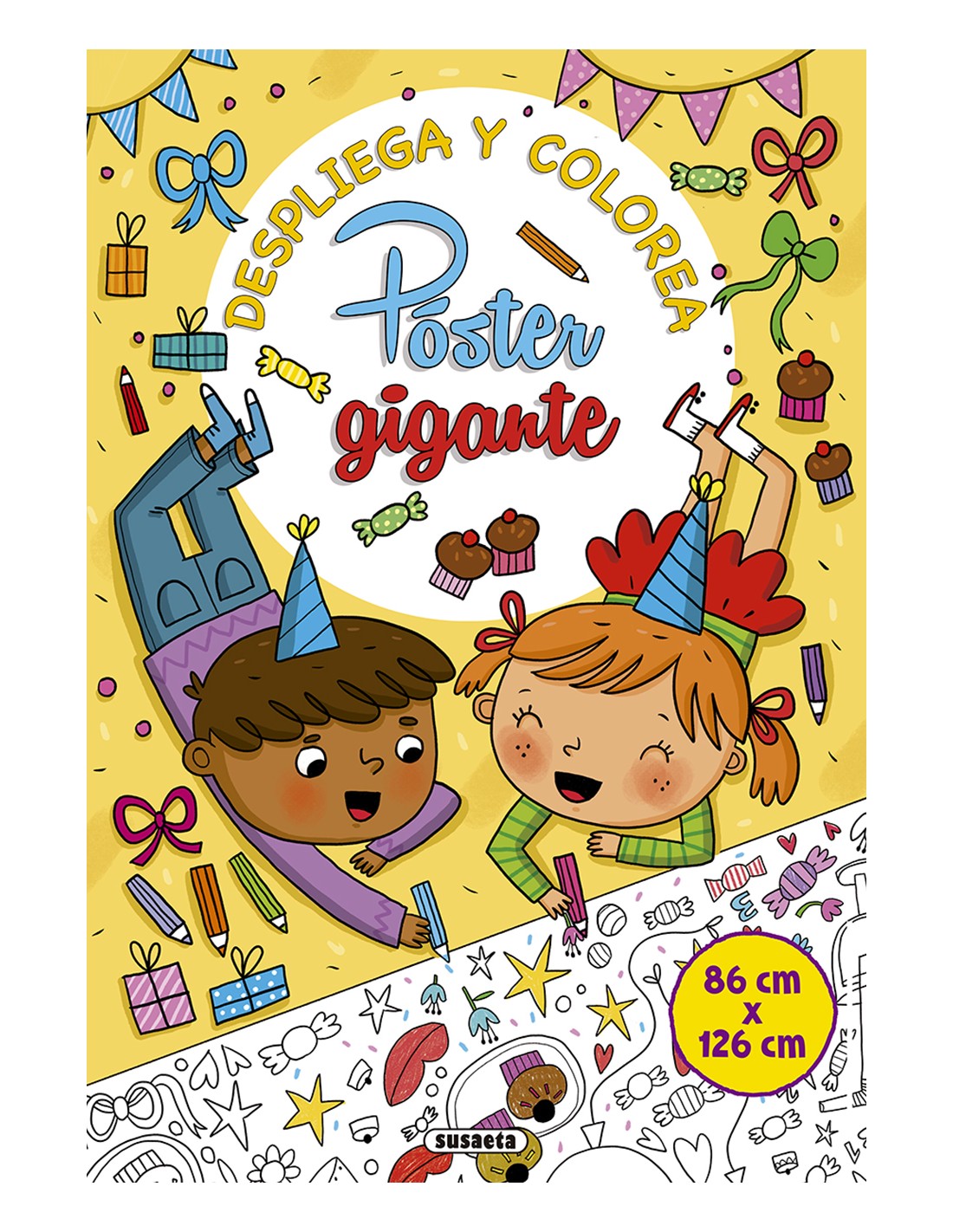 Despliega y colorea poster gigante Amarillo