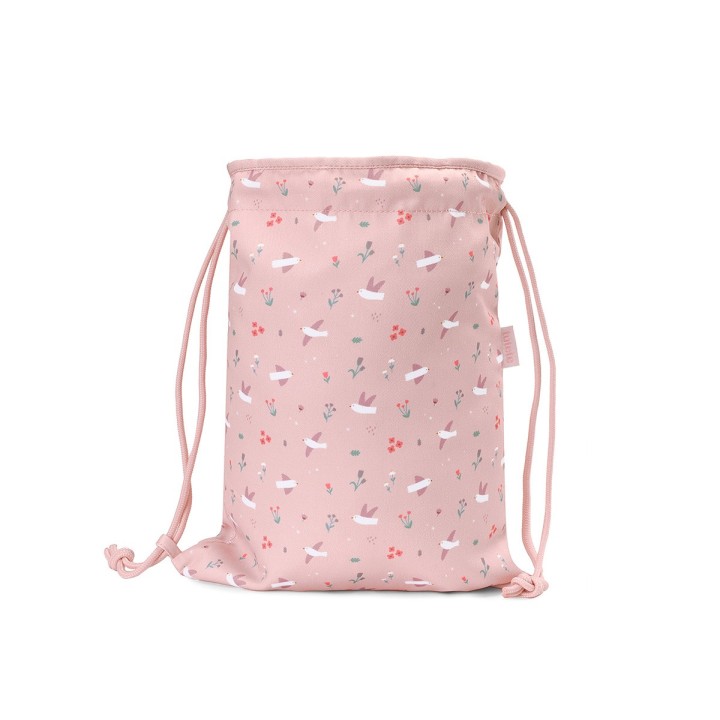 Mochila Saco Tela Blossom Birds Tutete