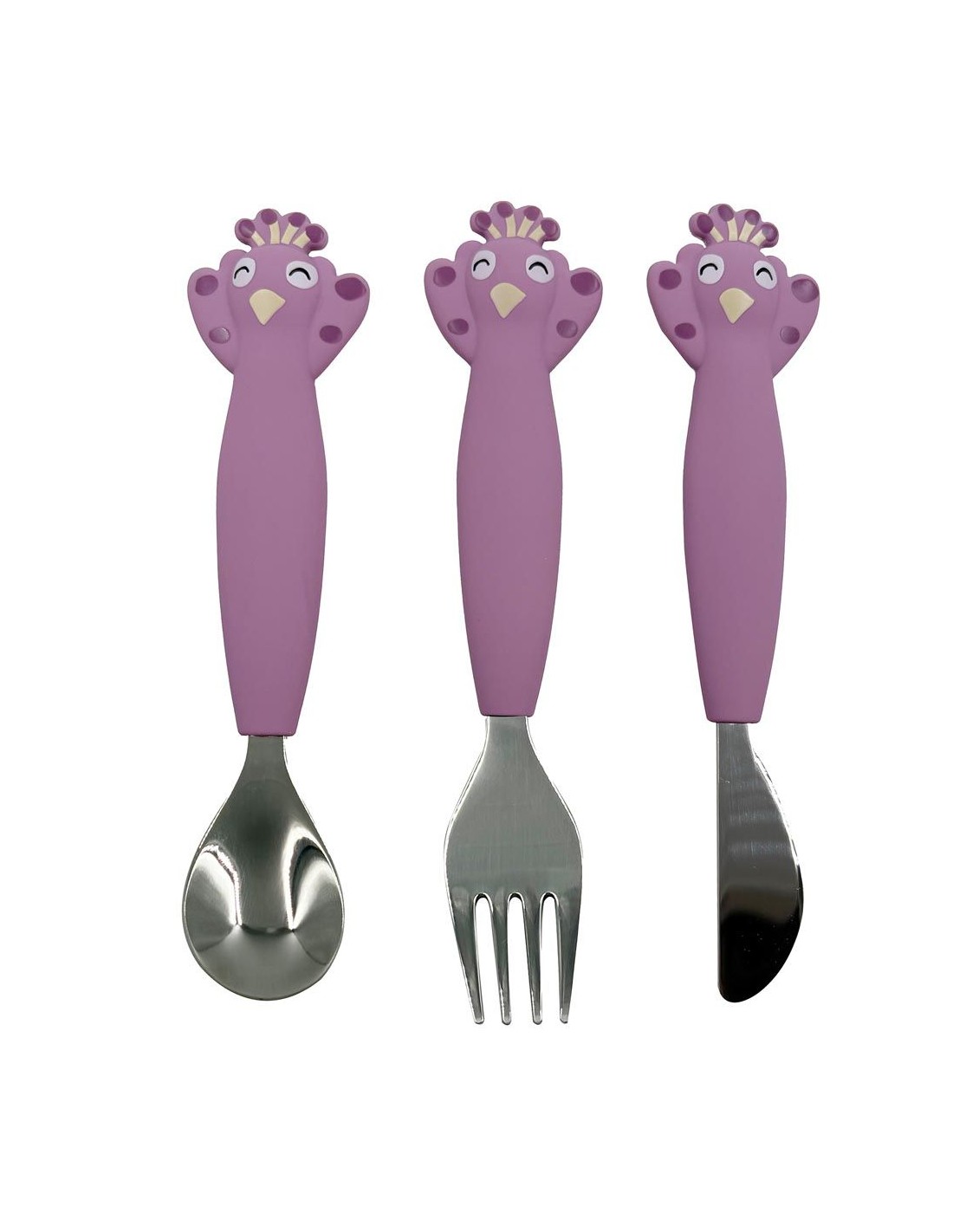 Set Cubiertos Silicona Trixie Pavo Real