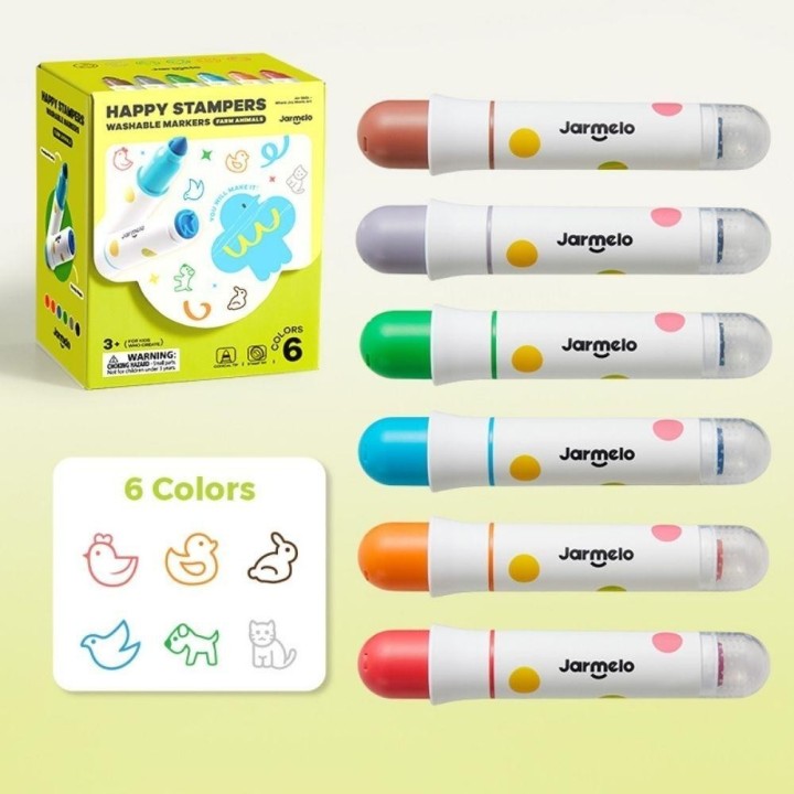 Rotuladores lavables con sello de Animales 12uds
