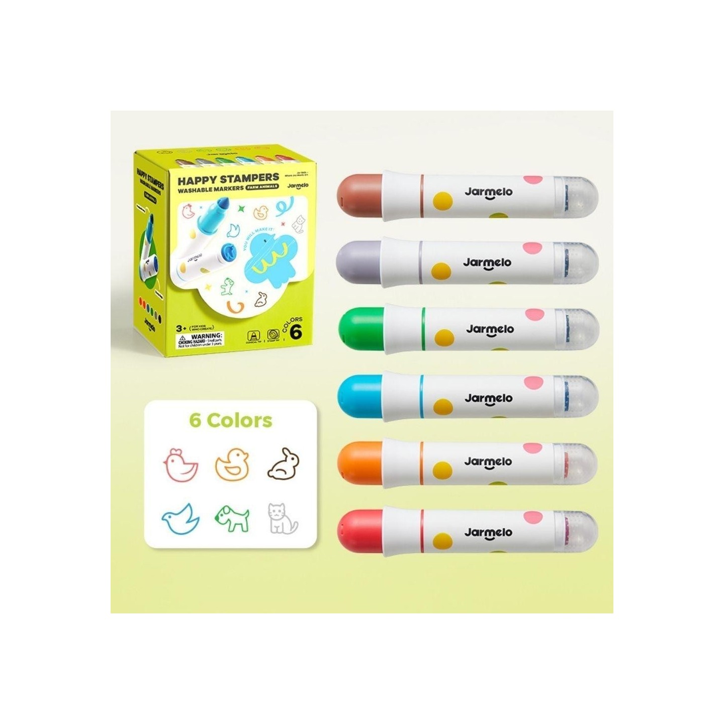 Rotuladores lavables con sello de Animales 12uds